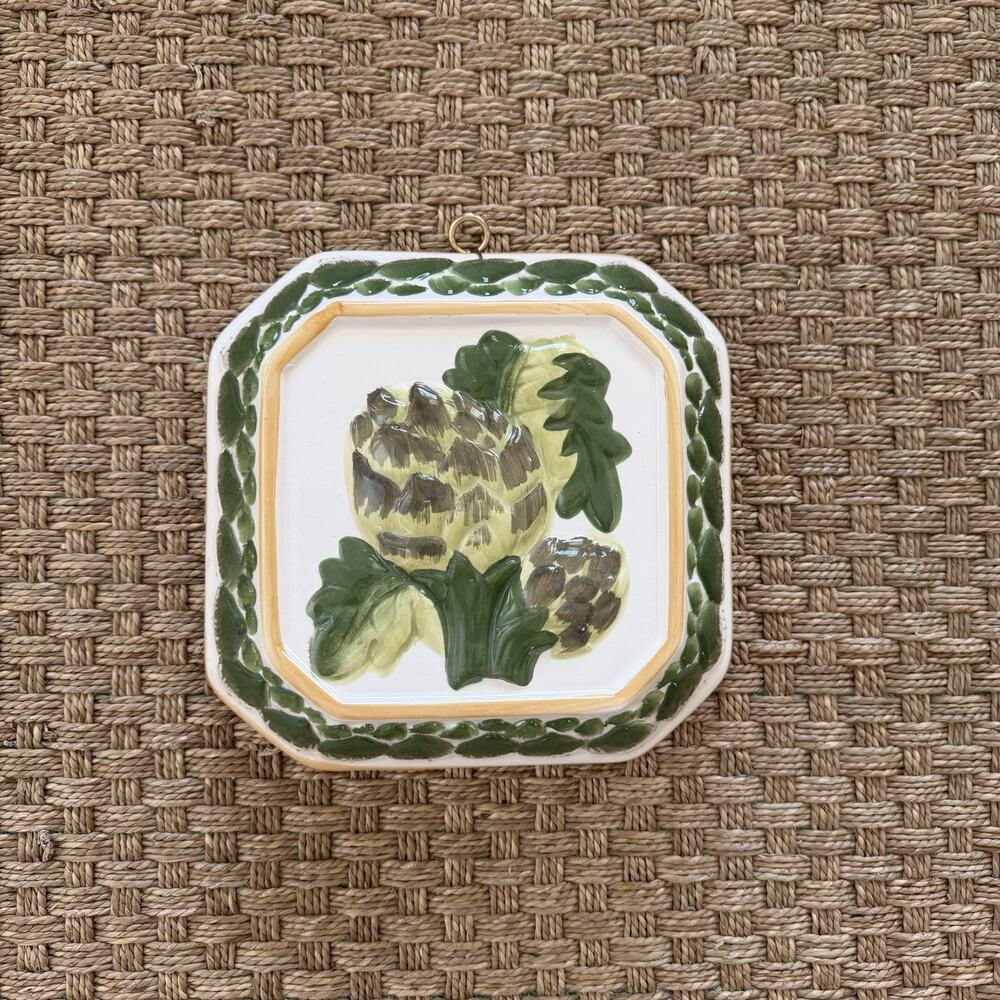 Vintage Ceramic Artichoke Mold Wall Hanging 8” X 8” Italian